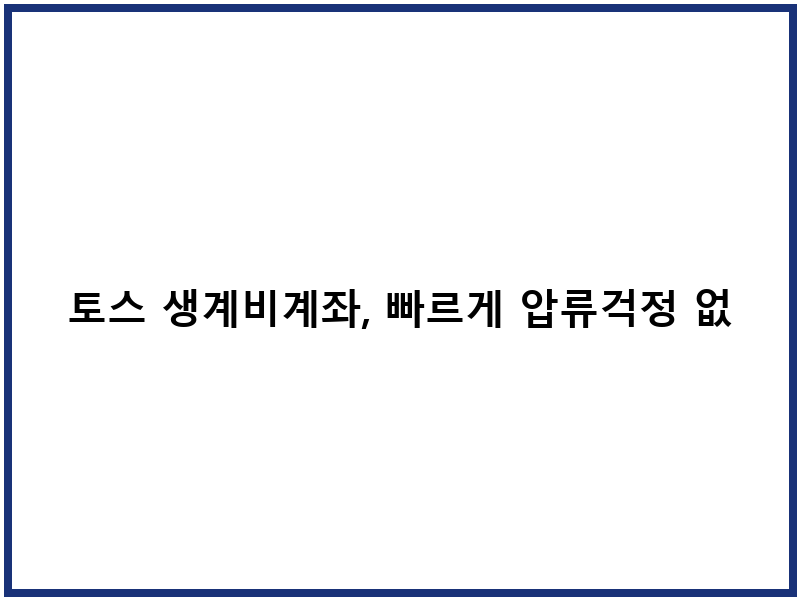 토스 생계비계좌, 빠르게 압류걱정 없이 관리하는 방법