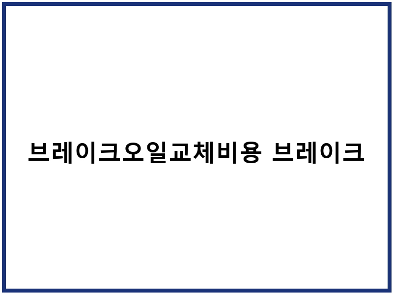 브레이크오일교체비용 브레이크