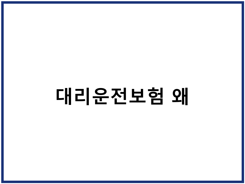 대리운전보험 왜