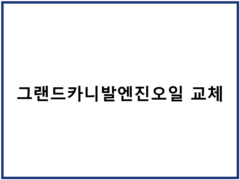 그랜드카니발엔진오일 교체