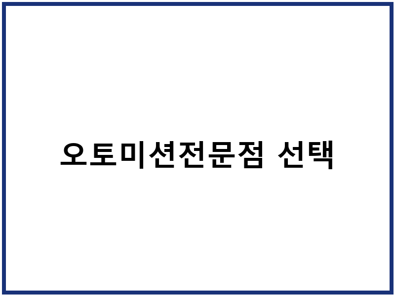 오토미션전문점 선택