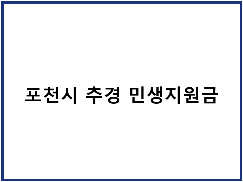 포천시 추경 민생지원금