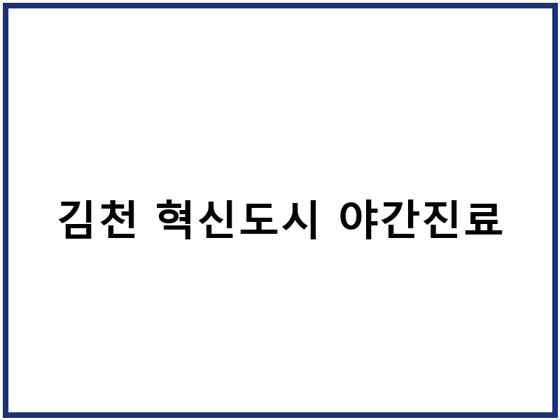 김천 혁신도시 야간진료