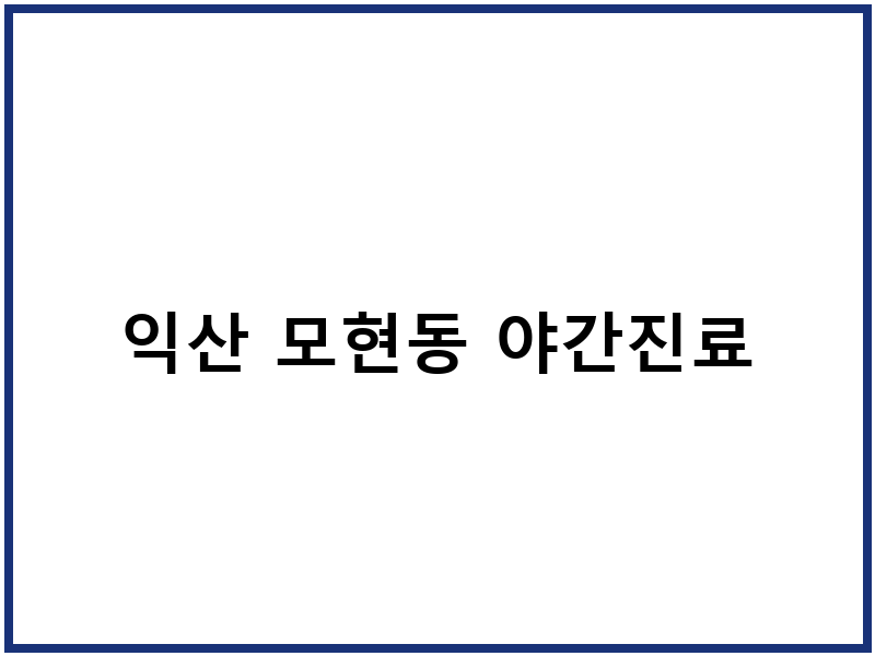 익산 모현동 야간진료